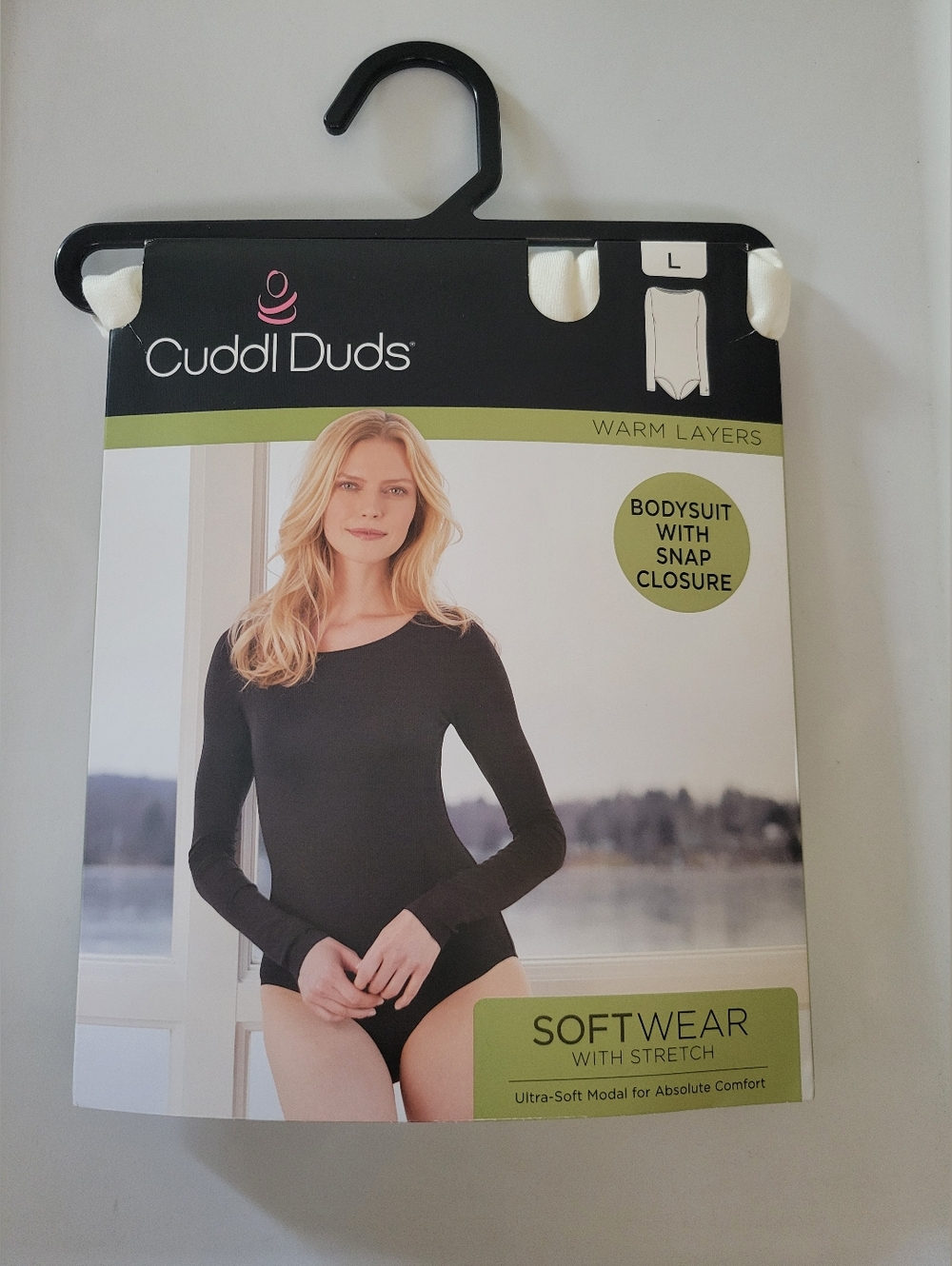 Cuddl Duds Black Long Sleeve Snap-Closure Bodysuit